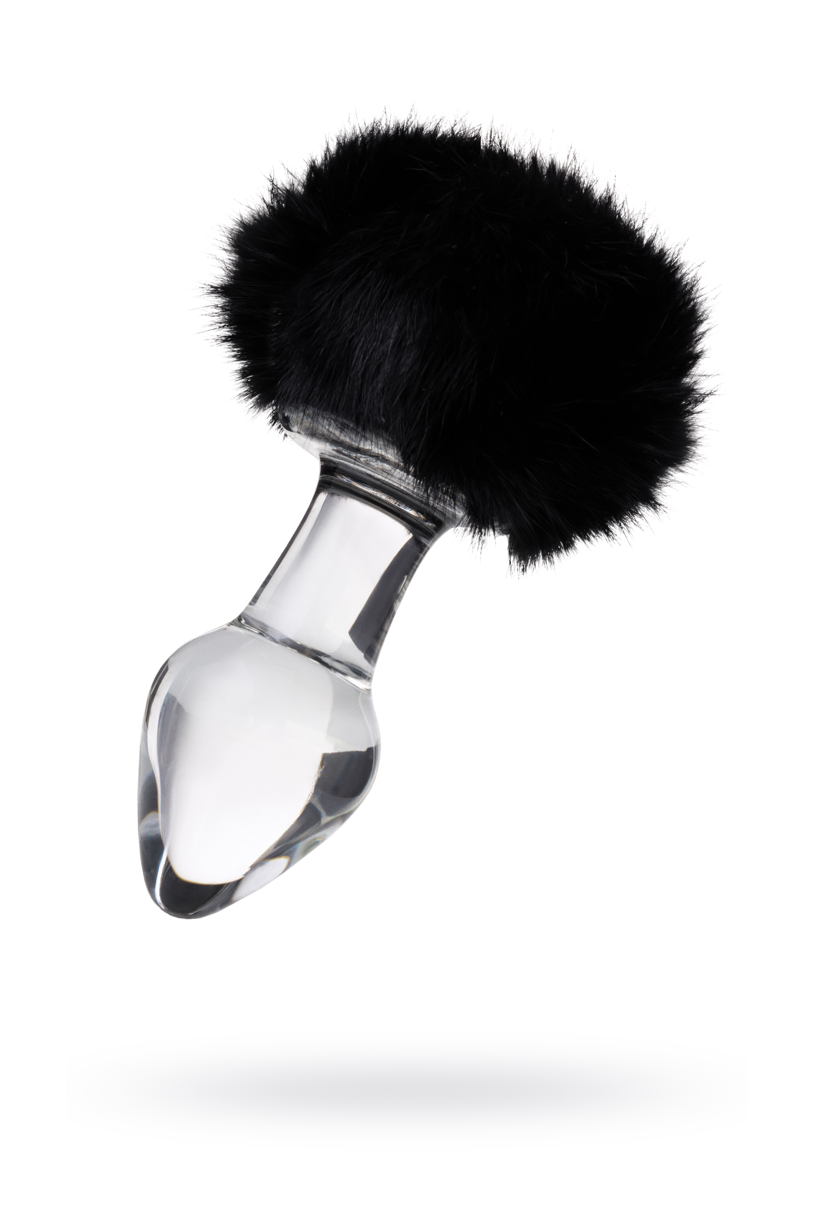Анальная втулка Sexus Glass, стекло, с черным хвостом , прозрачная, 9,5 см