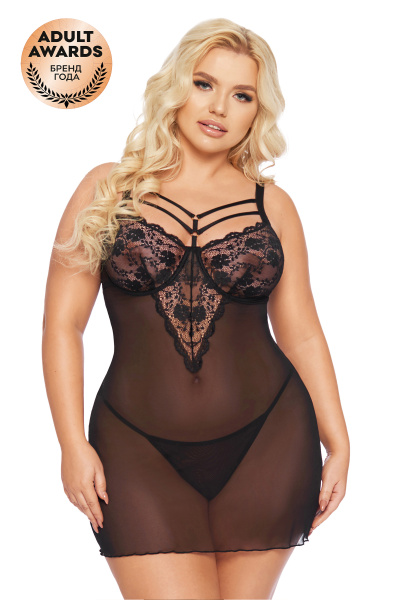 Комбинация и стринги SoftLine Collection Aldona, черные, XL