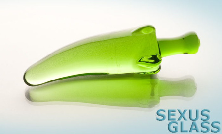 Фаллоимитатор Sexus Glass,стекло, зеленый, 13,5 см