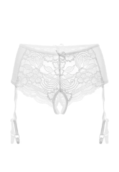 Трусики  эротические-пояс с кружевными вставками, белые, (46-48)