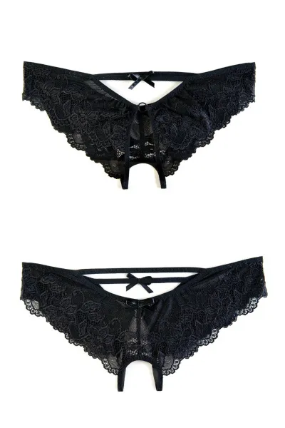 Трусики эротические кружевные, черные, (50-52)