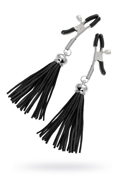 Зажимы на соски «прищепки» с кисточками из шелка Pecado BDSM ,Черные