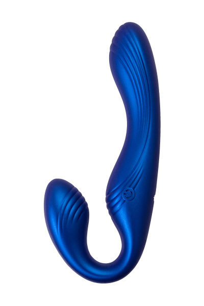 Страпон безремневой L`Eroina APP ARDEE с управлением от приложения и пульта, силикон, синий, 31 см