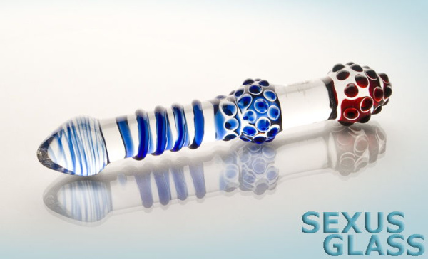 Двусторонний фаллоимитатор Sexus Glass, стекло, прозрачный, 20,5 см