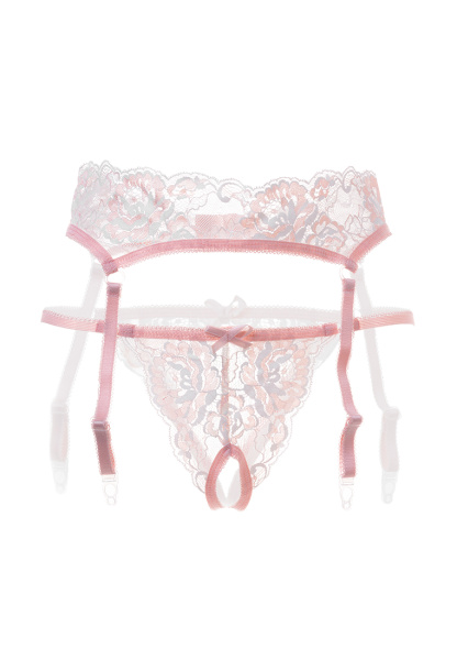 Комплект эротический: пояс для чулок и трусики кружевные (46-48)