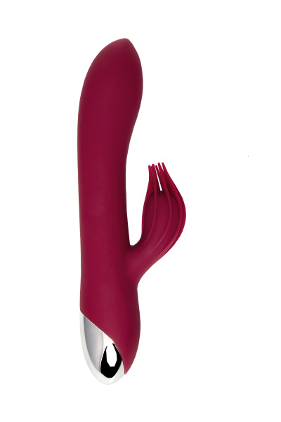 Вибратор с клиторальным стимулятором TOYFA L'EROINA  Sangra, силикон, бордовый, 20,5 см