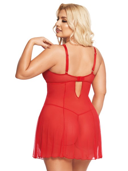 Комбинация и стринги SoftLine Collection Berta, красная, XXL