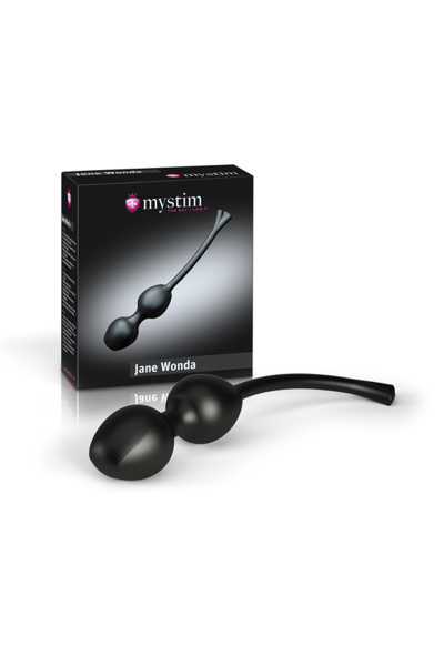 Вагинальные шарики Mystim Jane Wonda Geisha Balls duo, электростимуляция, силикон, черные, Ø 3,5 см
